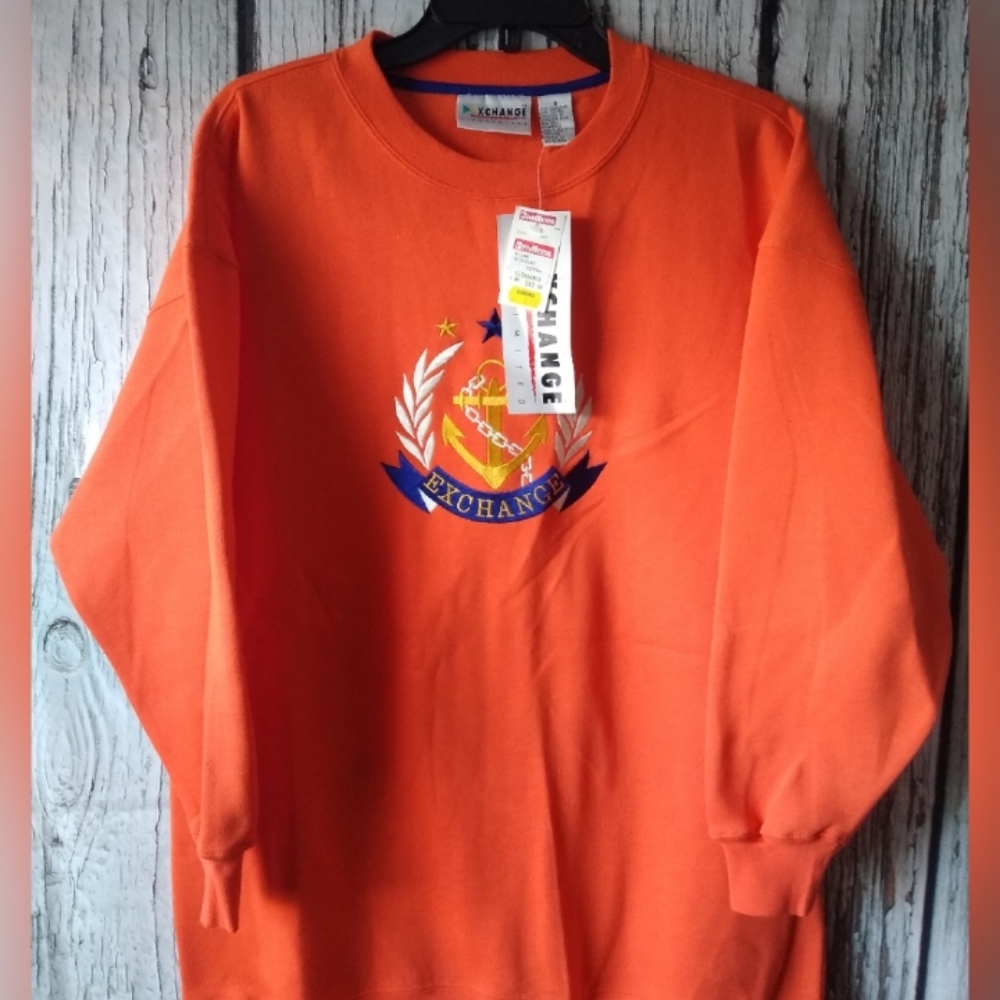 Vintage 90's Exchange Unlimited Embroidered Navy Exchange Sweatshirt Pullover SM